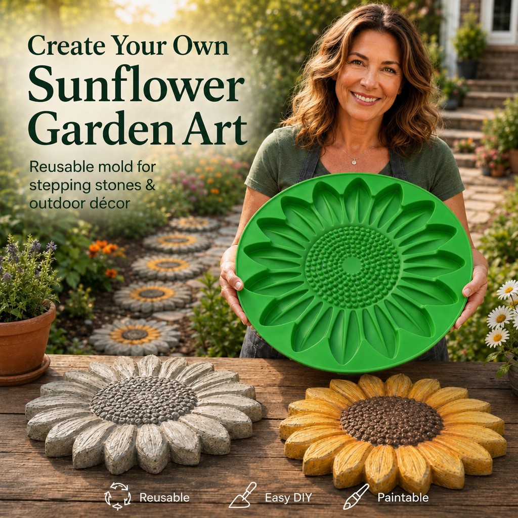 Gardening Tools Usa - Ayçiçeği Teras Taş Kalıp Seti, Beton