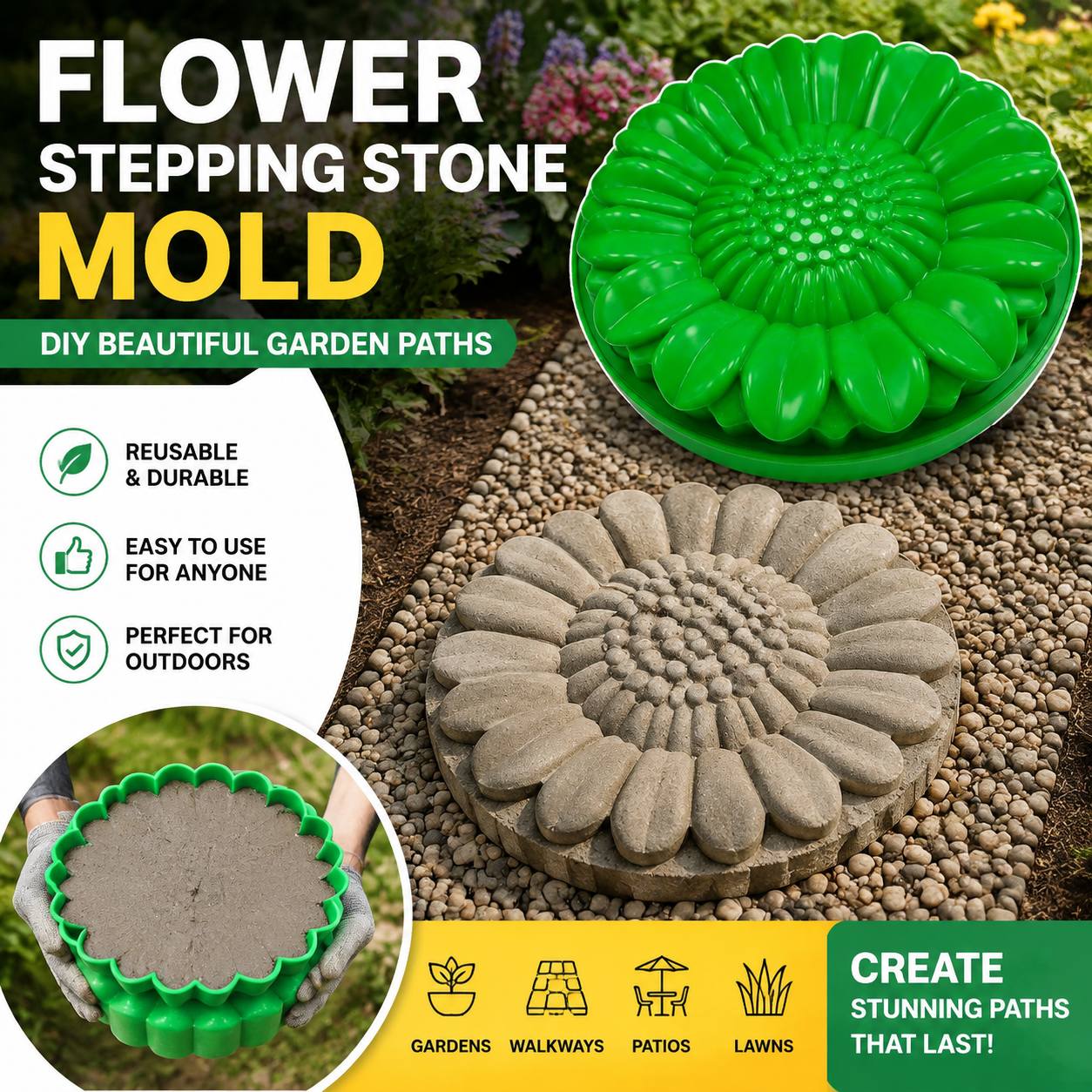 Ayçiçeği Teras Taş Kalıp Seti, - Gardening Tools Usa incelemesi ve fiyatı