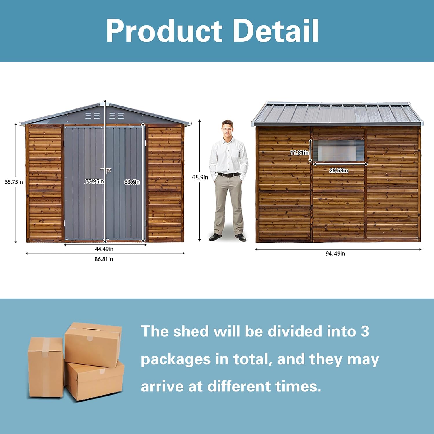 8x8 FT Dış Mekan Ahşap ve Meta - Gardening Tools Storage incelemesi ve fiyatı